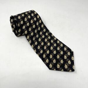 Vintage Valentino Cravatte Silk Necktie Neck Tie 90s Y2K Navy Blue Tan Mens